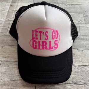 Trucker Hat‎ Western Let’s Go Girls Black & White Pink Adjustable SnapBack NEW